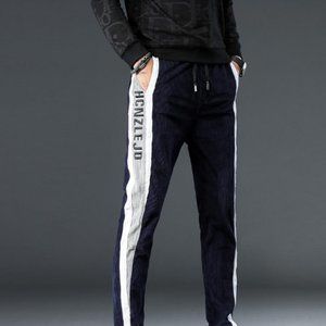 Contrast stitched velvet Sweatpants